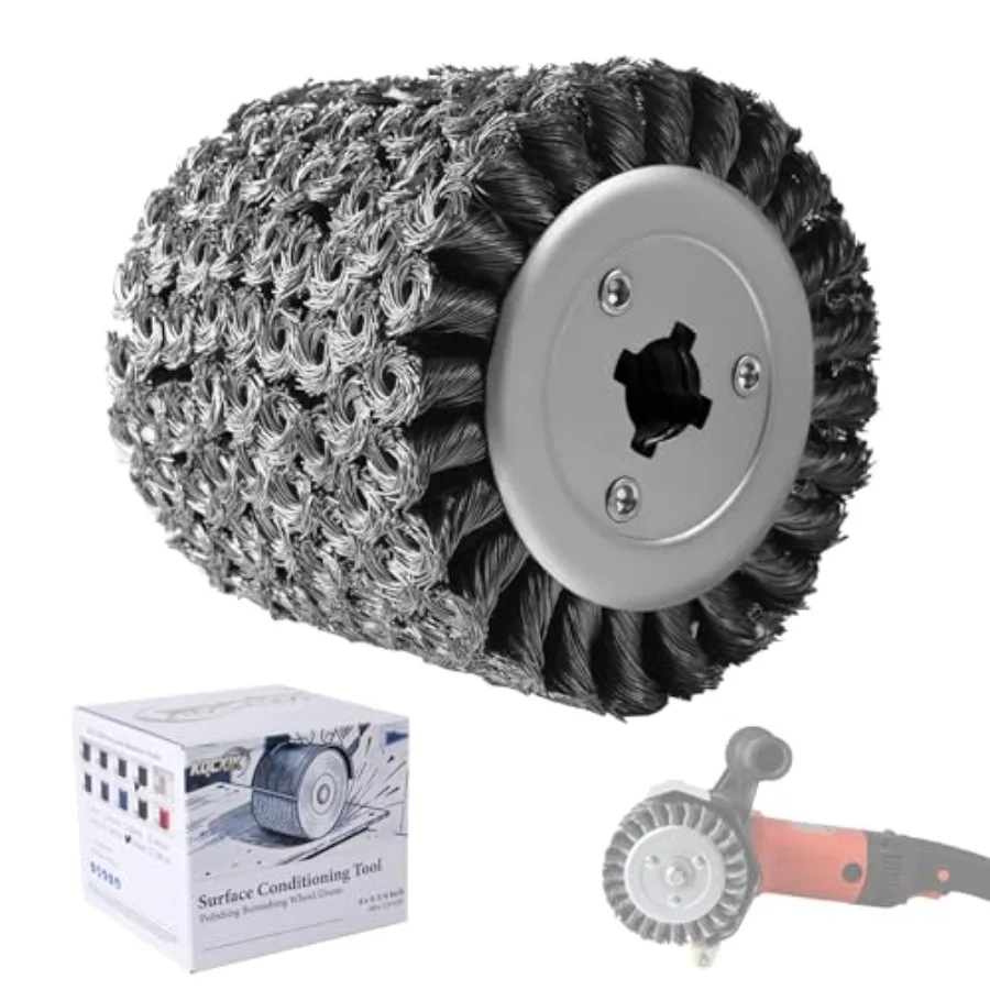 

4.7" x 4" Twisted Steel Wire Surface Conditioning Tool Wire Drawing Wheel for Polishing Machines High-Efficiency Abrasive Drum