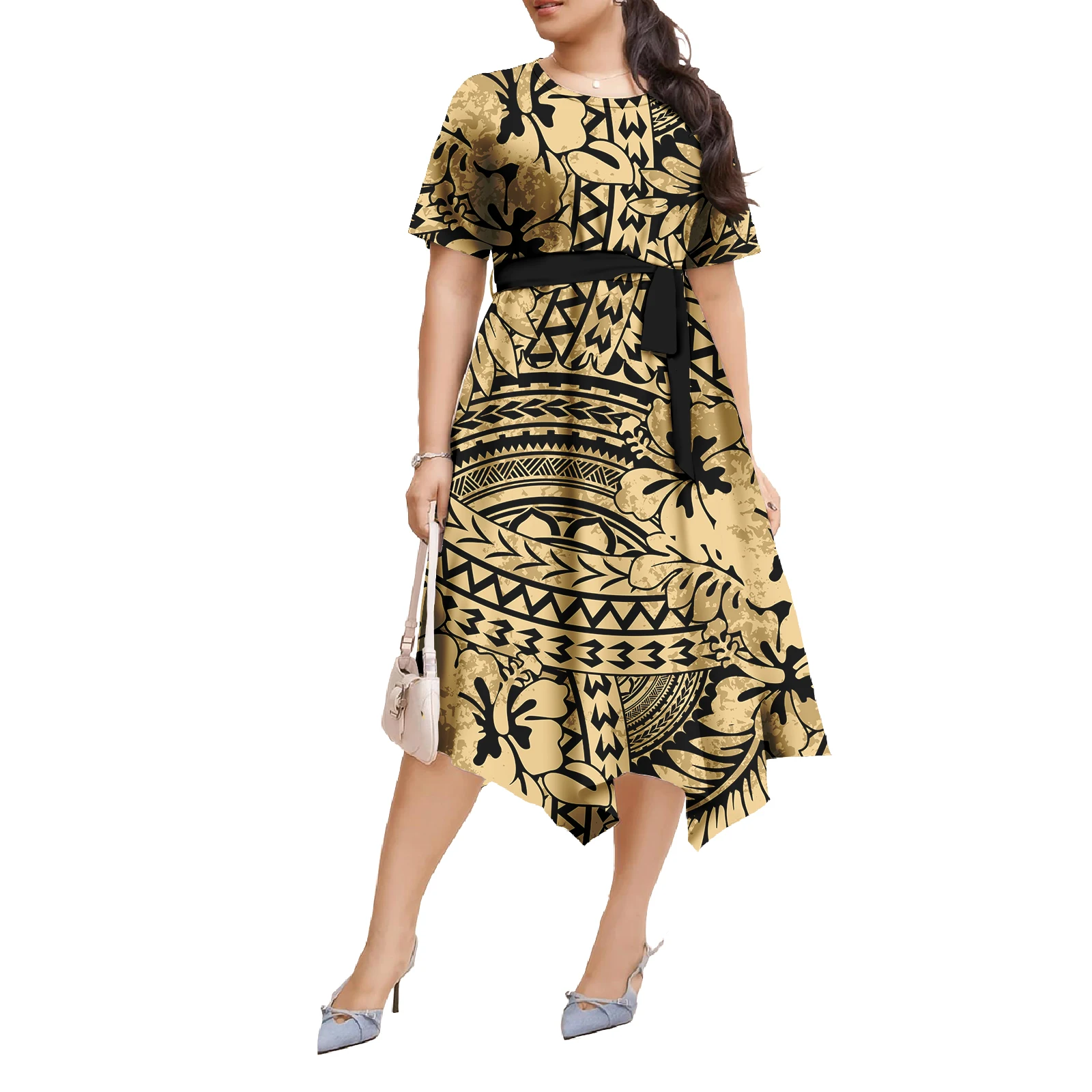 Puletasi Polynesian Tribal Clothing Dresses Women Lady Pacific island Samoa Puletasi Tropical Pattern Elegant Island Dress