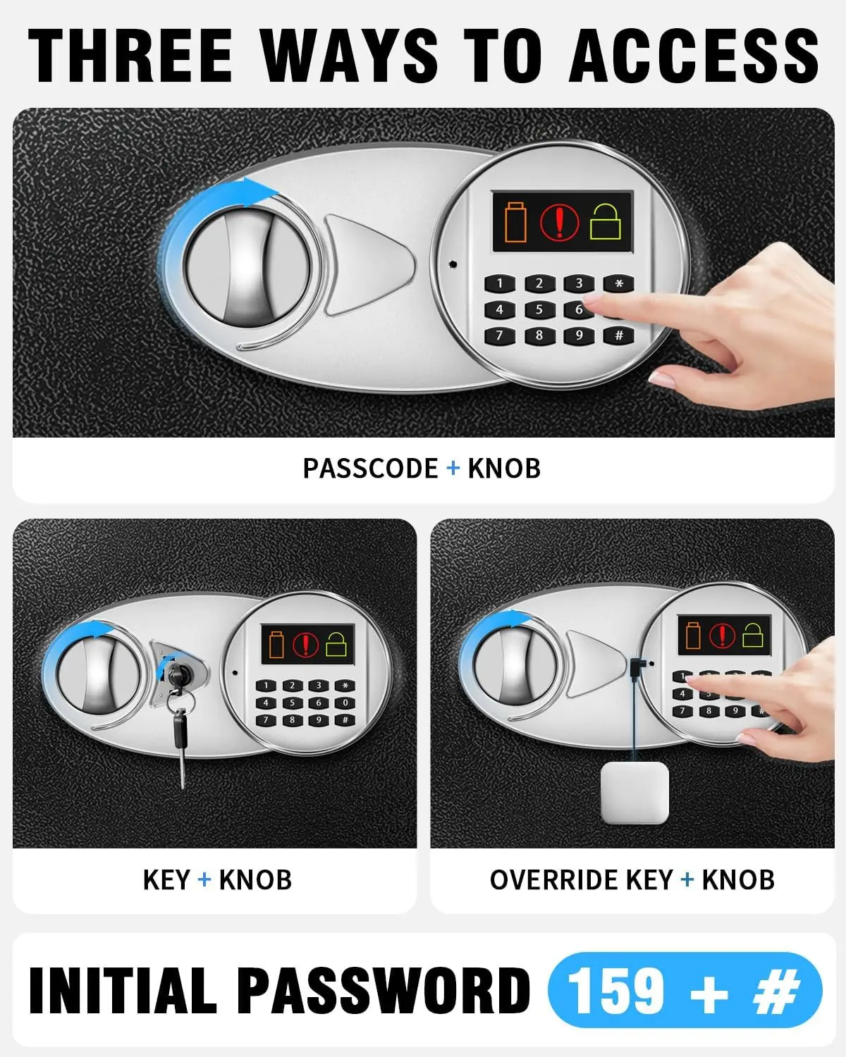 3.5 Cu Ft Fireproof Waterproof Safe Box for Home Use-Steel Electronic Digital Safety Box Personal Security Lock Box with Sensor