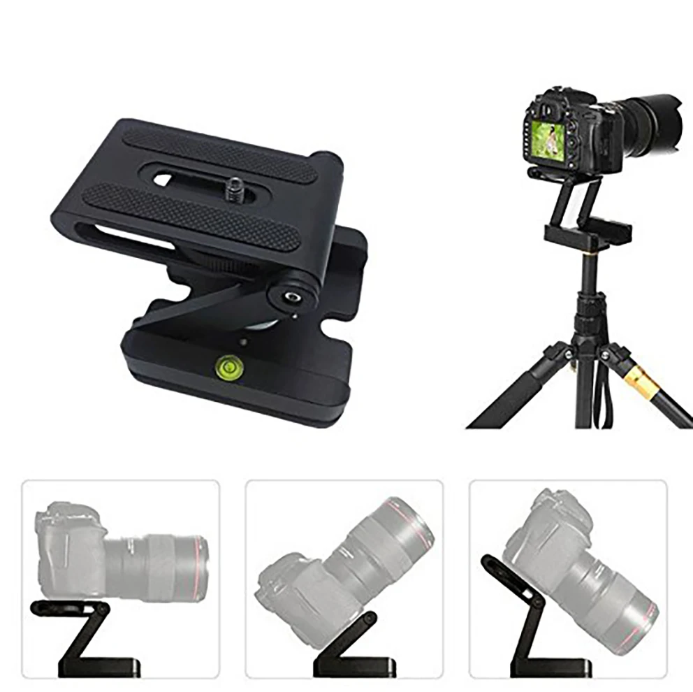 折りたたみ式デスクトップスタンドホルダー,zタイプ,ユニバーサル,クイックリリースプレート,カメラ三脚,ネジ穴,1/4インチおよび3/8インチ