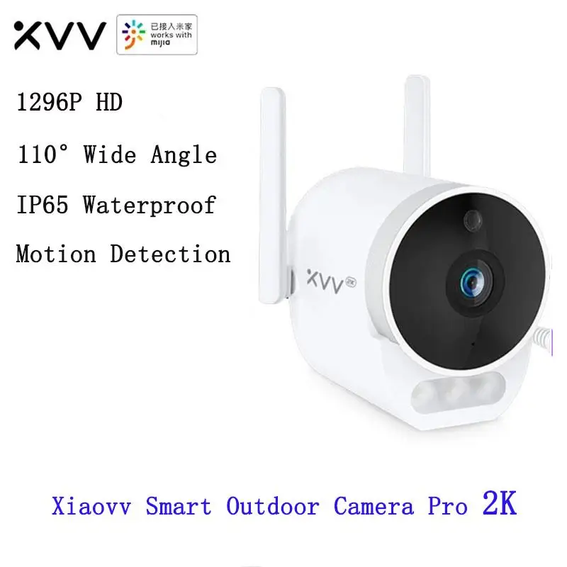 New Xiaovv Smart Outdoor Camera Pro 2K 1296P HD WiFi Video Webcam 110° Wide Angle IP65 Infrared Night Vision 3PCS LED Warning