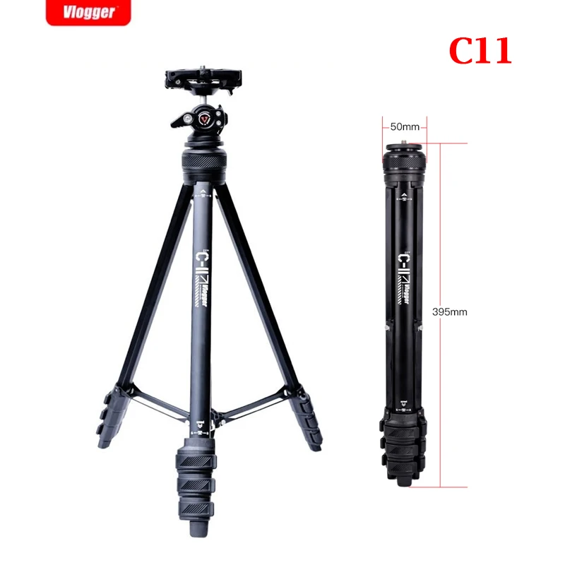 

Vlogger C11 Tower Head Lightweight Aluminum Alloy Tripod Micro Single Camera Outdoor Photography Stand for Phone Live Streaming