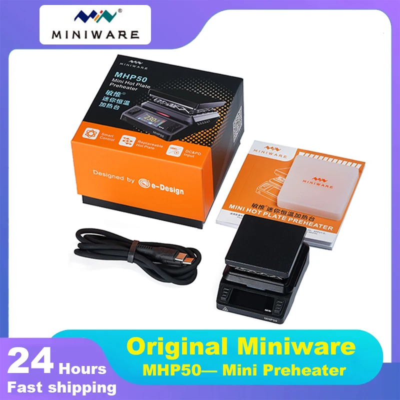 MINIWARE MHP50 Mini Hot Plate Preheater Constant Temperature Heating Table 350℃ 5*5cm Heating Area Intelligent Heating Tool