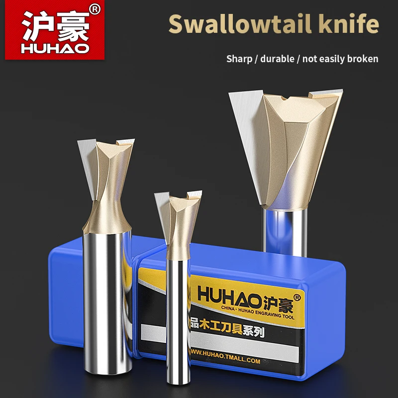 HUHAO 1/4 pollici 1/2 pollici A Coda di Rondine Comune Router Bit 12.7mm Gambo Fresa Carburo di Acciaio Incisione Taglio CNC Strumenti Per Il Legno