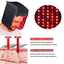 Gorro de terapia de luz roja LED para el crecimiento del cabello, gorro para el cuidado del cabello con luz roja e infrarroja, promoción de la caída del cabello