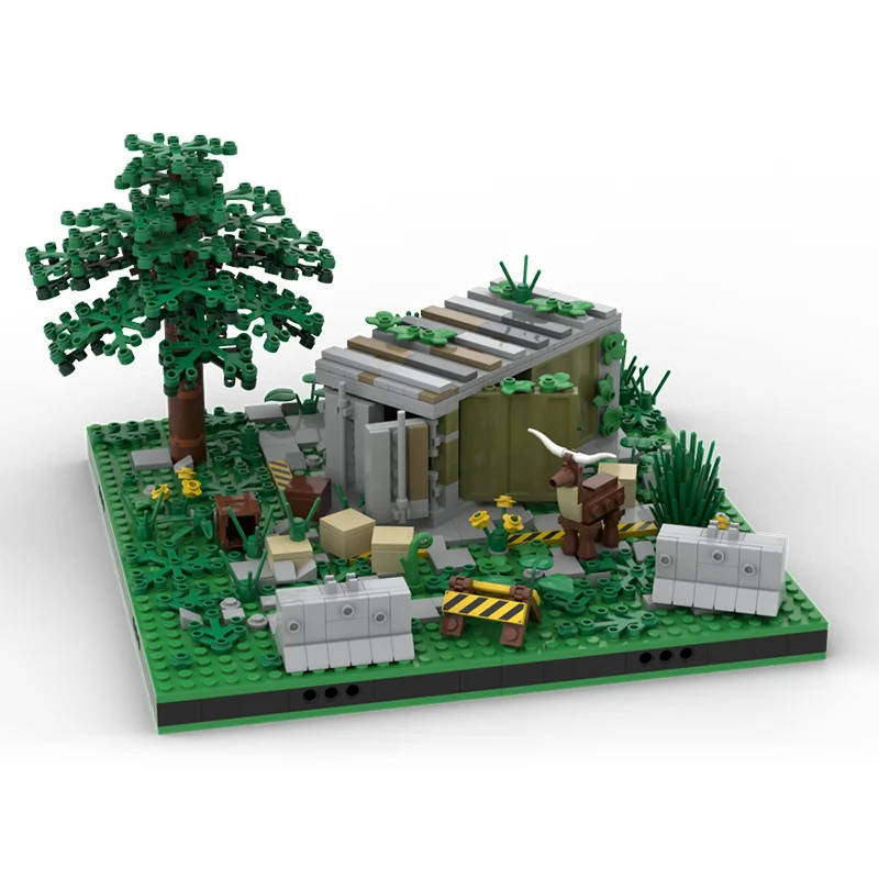 City Street View Model MOC Building Bricks Deer And Container Modular Technology Children Holiday Gifts Assemble Toys Suit