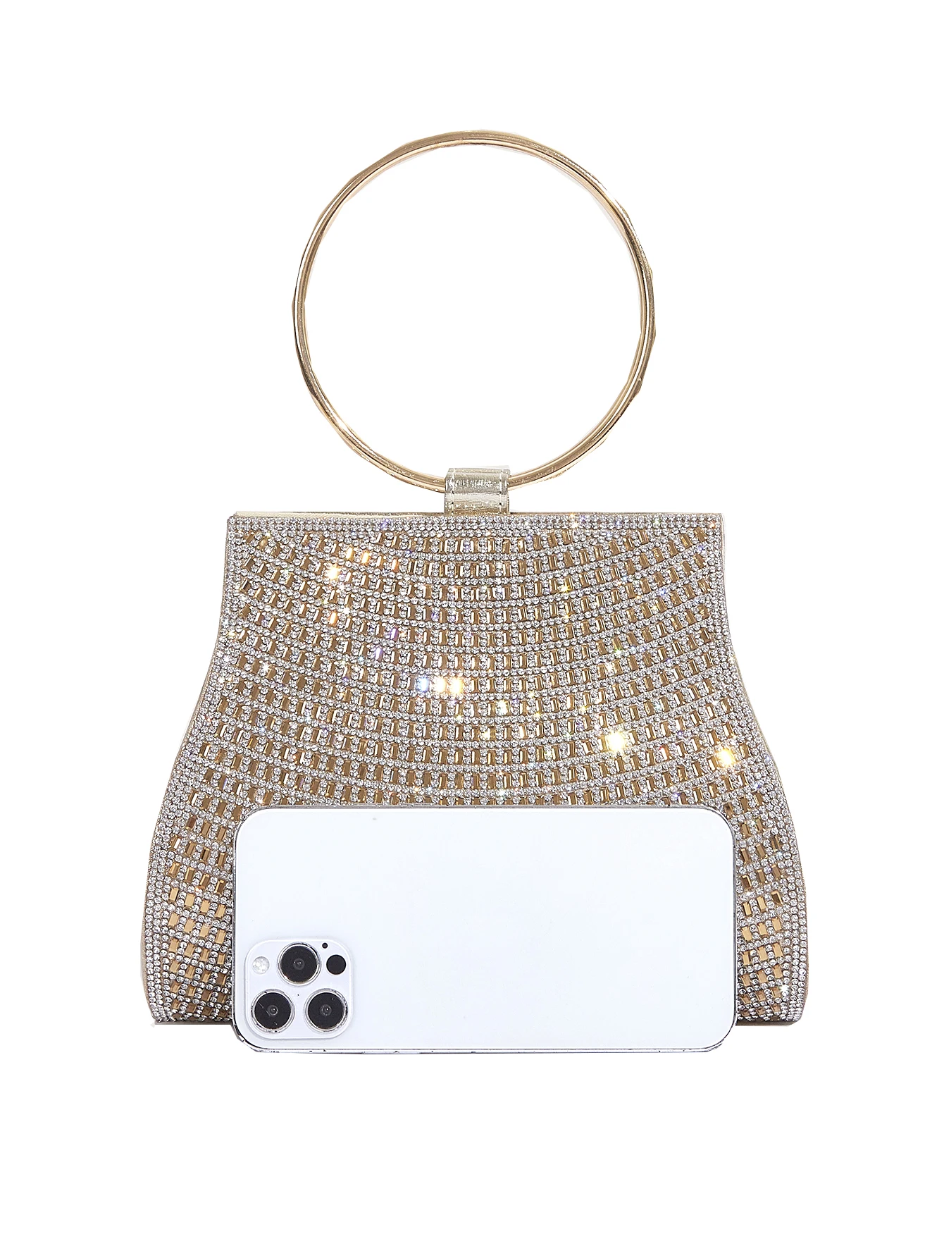 Evening Bag Shiny Rhinestone Bag Fashion Elegant Gold Handbag for Women Trend Party Chain Bag Silver Shell Bag