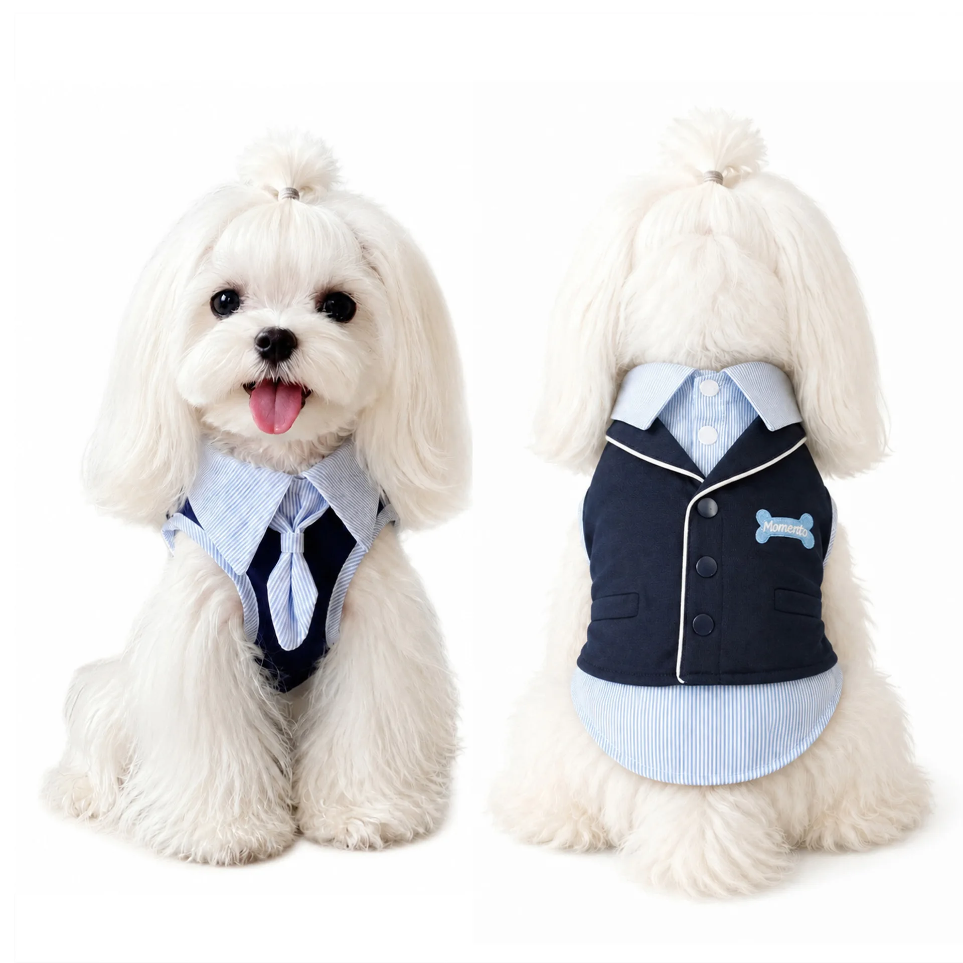 2026 suit dress fake two pieces for outdoor photography, small and medium-sized dog academy style shirt, vest clothes