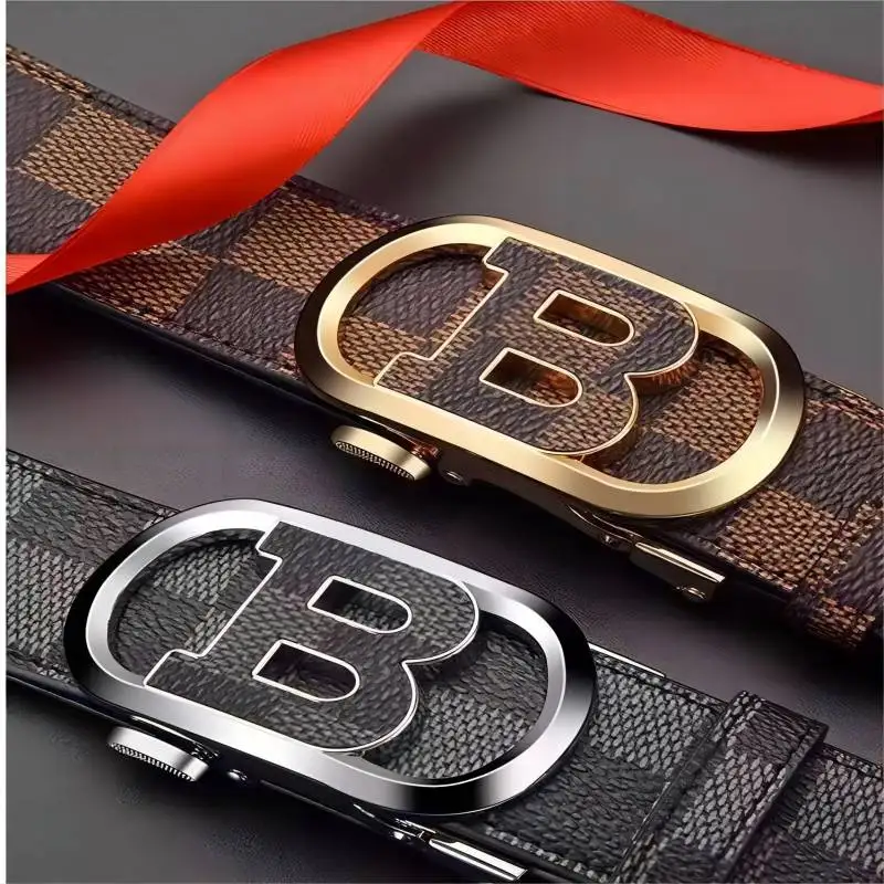 

Classic B letter high-end fashion trend Casual Business men's belt Luxury designer designed alloy buckle body belt gift