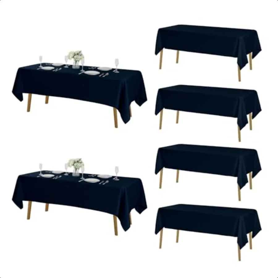 

6 Pack Rec Tablecloth 60x120 Inch Stain Resistant and Wrinkle Polyester Table Cloth Fabric Table Cover for Kitchen Dining Weddi