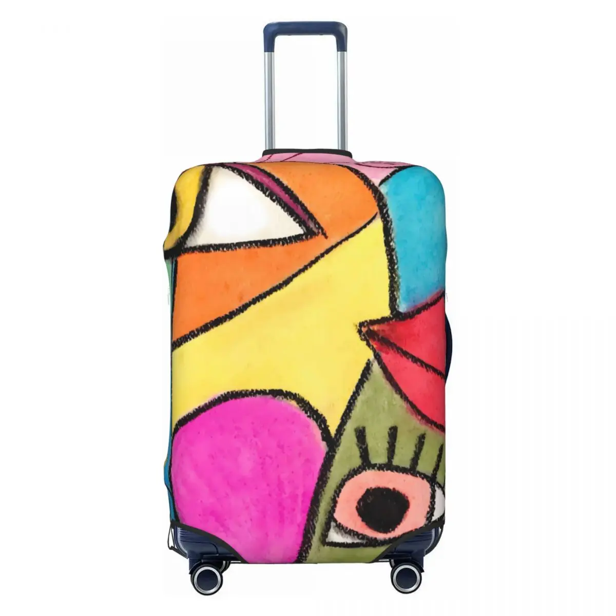 Artistic Color Block Suitcase Cover Blue Red Green Flight Travel Fun Luggage Supplies Protection