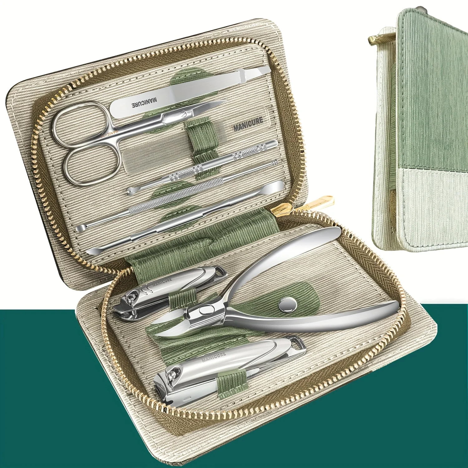 

9Pcs Manicure Sets Pedicure Kits Stainless Steel Nail Clipper Personal Care Tools with PU Leather Case