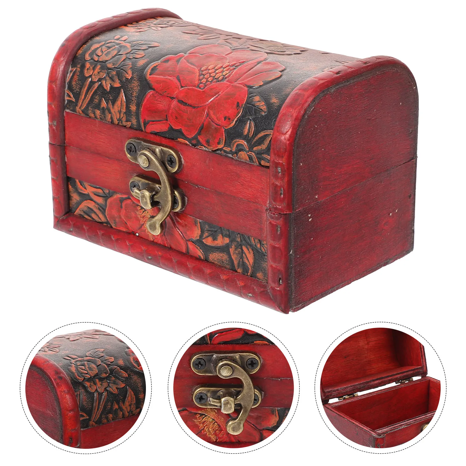 

Wooden Jewelry Storage Chest Retro Vintage Large Capacity Treasure Box Trinket Keepsake Wood Box Wood Storage Chest