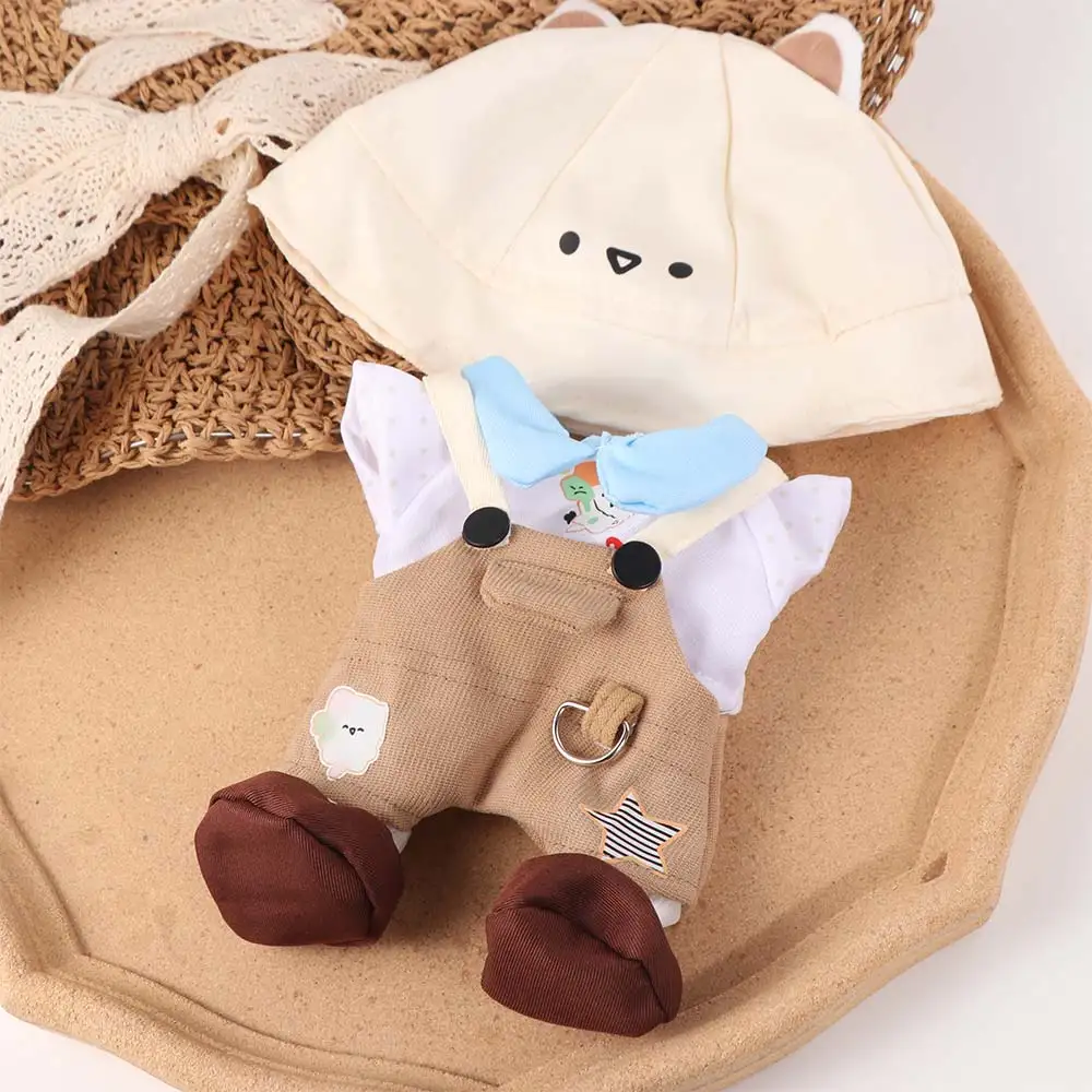 

1 set Clothes Cartoon Overalls 20cm Cotton Clothes Bear Hat Outfit Cotton 's Clothes Cute Mini Clothes 20cm Cotton