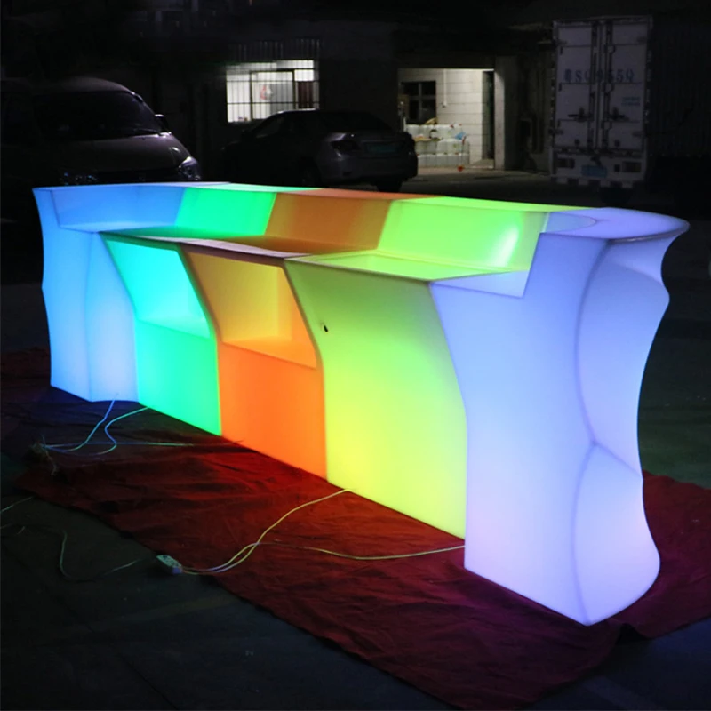 LED Corner Bar With Light Wave Bar Counter 80*80*110cm Bar Furniture Direct Charging LED Light Bar Table With Remote Control