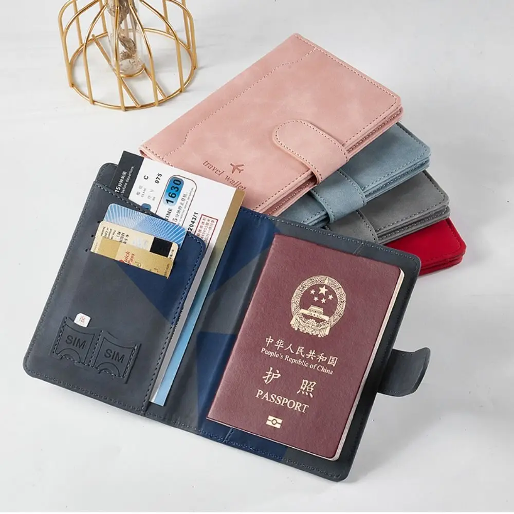 Leather RFID Passport Holder Durable Ultra-thin Waterproof RFID Wallet Multi-function Credit Card Holder Passport