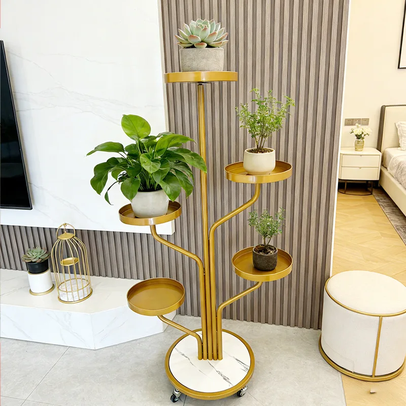 Cross-border movable flower rack household living room balcony green plant rack indoor and outdoor storage multi-layer