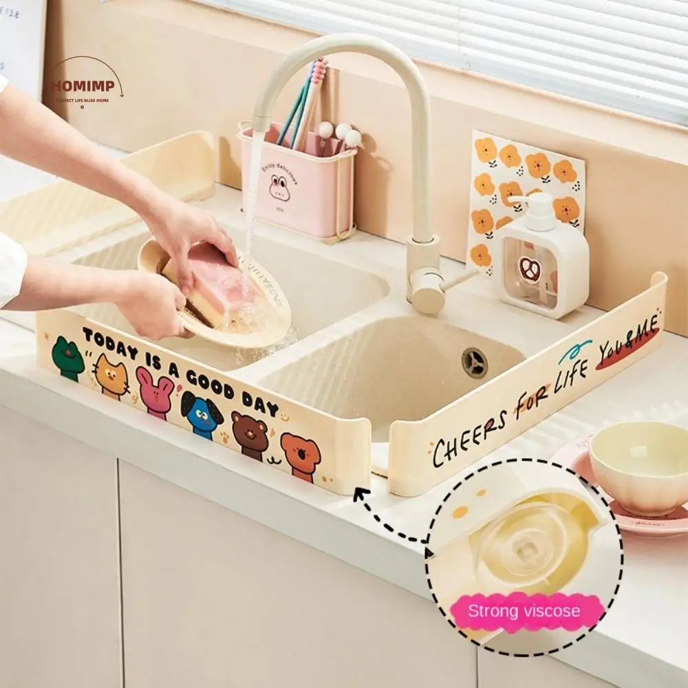 

Splash Proof Sink Water Blocking Board Flexible Plastic Bathroom Water Blocking Strip Cartoon Splash Proof Baffle Laundry Room
