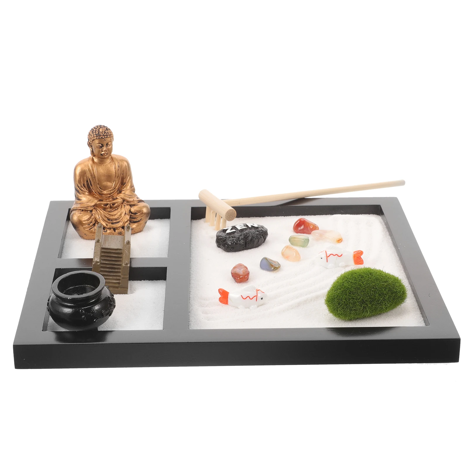 

1 Box Zen Kit Wooden Sand Table Ornament Micro Landscape Desktop Meditation Adornment Home Office Decor Sandbox Garden Decor
