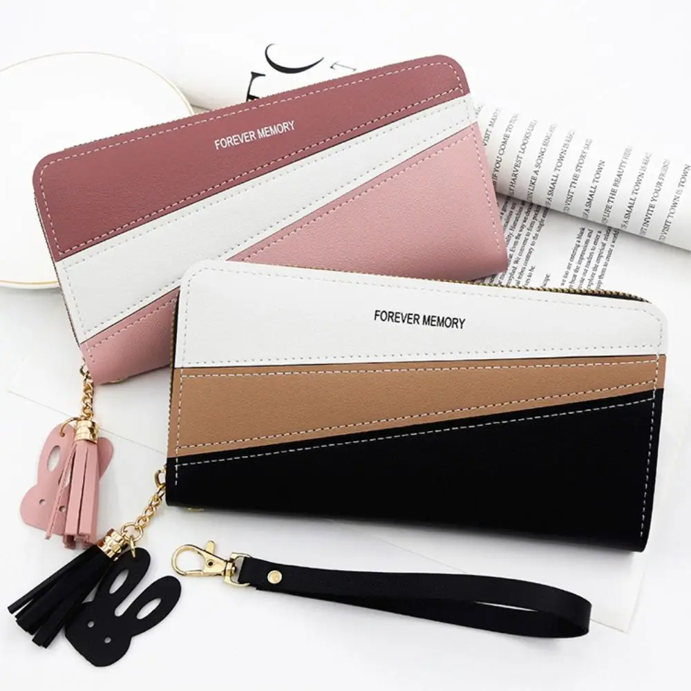 Simple Multifunctional Zipper Wallet Multicolor Zipper Closure Long Purse Compact Size Card Holder Gift Giving