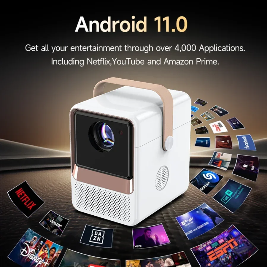 Smart-Home-Projektor S2-Projektor 4K Native 720P (1280×720) Dual Wifi6 Cinema Tragbarer Projektor Integriertes Android-System geeignet