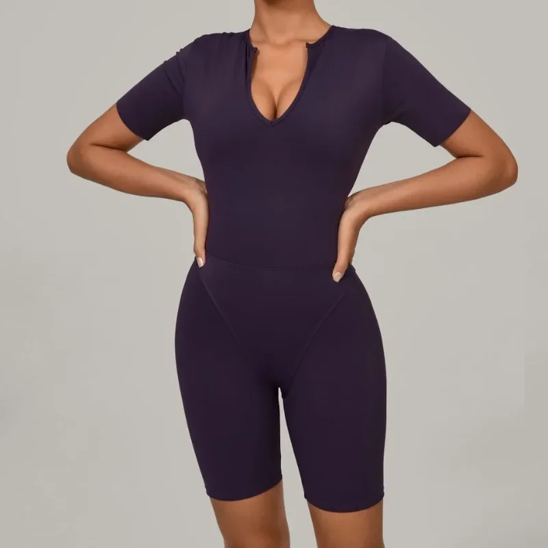 

Women's Gym Romper Dance Tight Breathable Sports Fitness Jumpsuit Yoga Bodysuit Onesie Hip Lift One-piece Quick-drying Yoga Suit