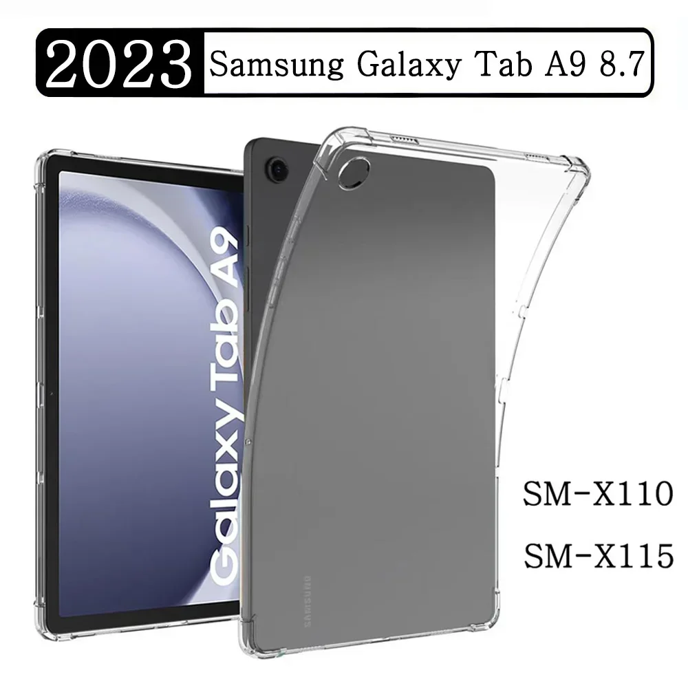 

Soft Silicone Case For Samsung Galaxy Tab A9 8.7 2023 SM-X110 SM-X115 X110 Tablet Case Flexible Shell Transparent Back Cover