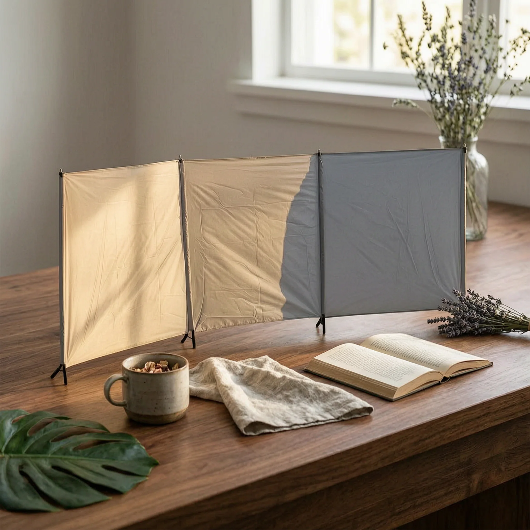 Camping Windbreak Windproof Foldable Windbreak with Poles Outdoor Privacy Screen Compact Wind Barrier Easy to Carry for Campers
