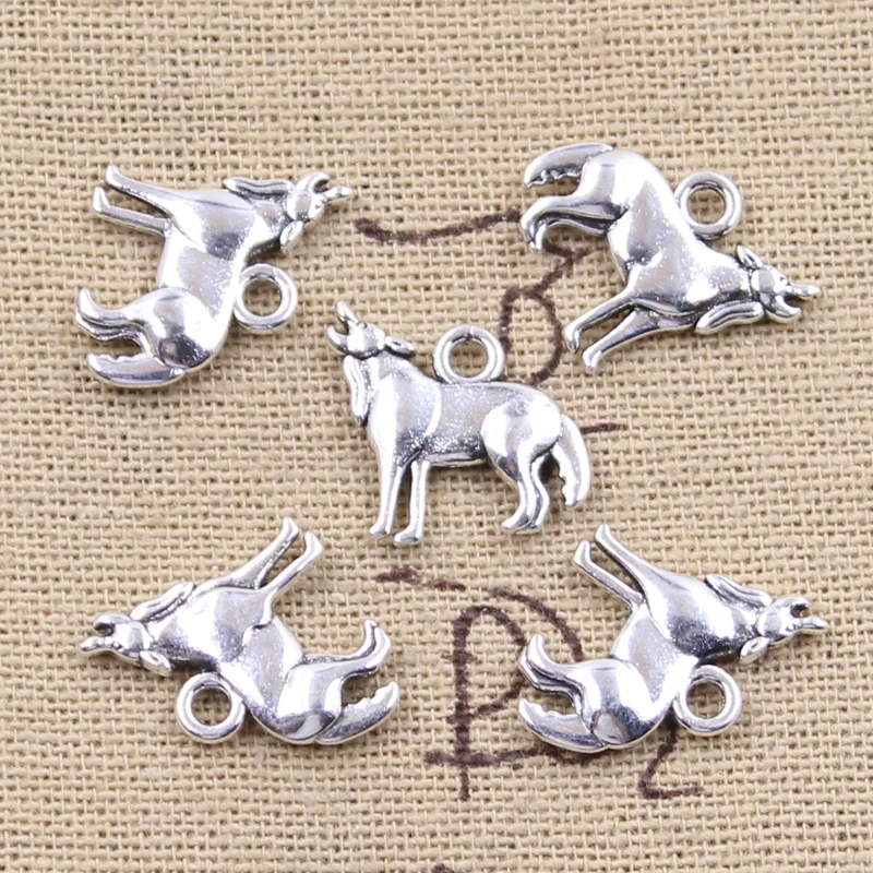 30pcs Charms Roaring Wolf 15x17mm Antique Silver Color Pendants DIY Necklace Crafts Making Findings Handmade Tibetan Jewelry