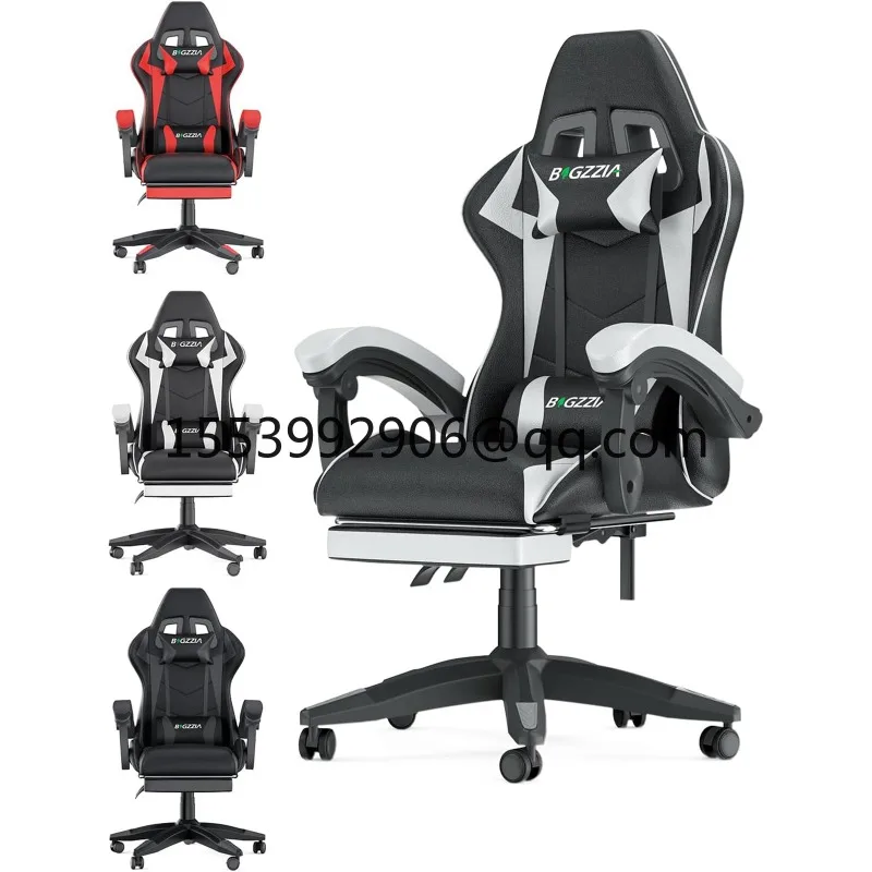 Gaming Chair with Footrest Gamer Chairs Ergonomic with Lumbar Cushion Headrest Gaming Chair Height Adjustable Computer Chair