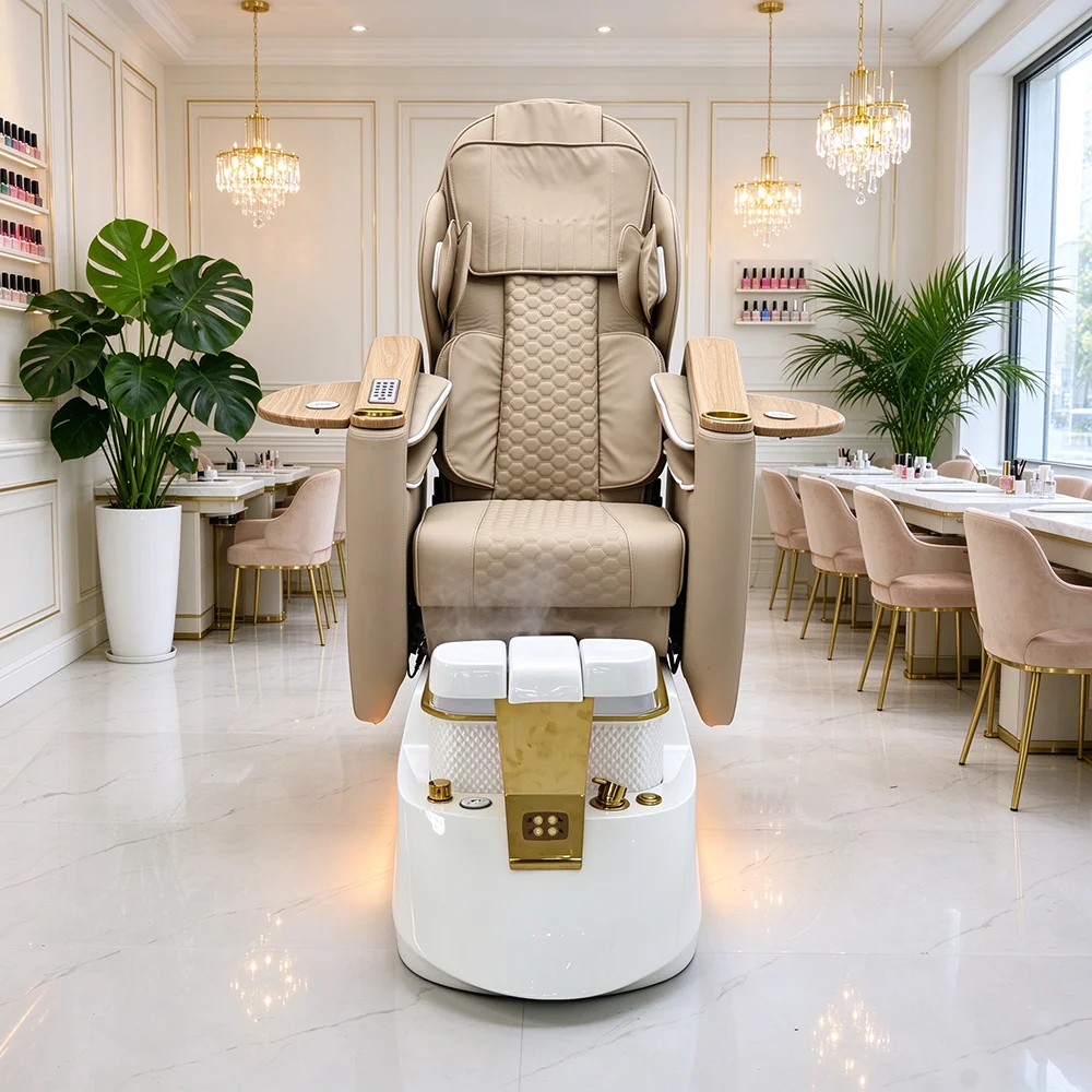 Factory Customized Automatic Lying Pedicure Chair Fabric Craft Foot Bath Spa Massage Chairs Nail Salon Sofa - view 3