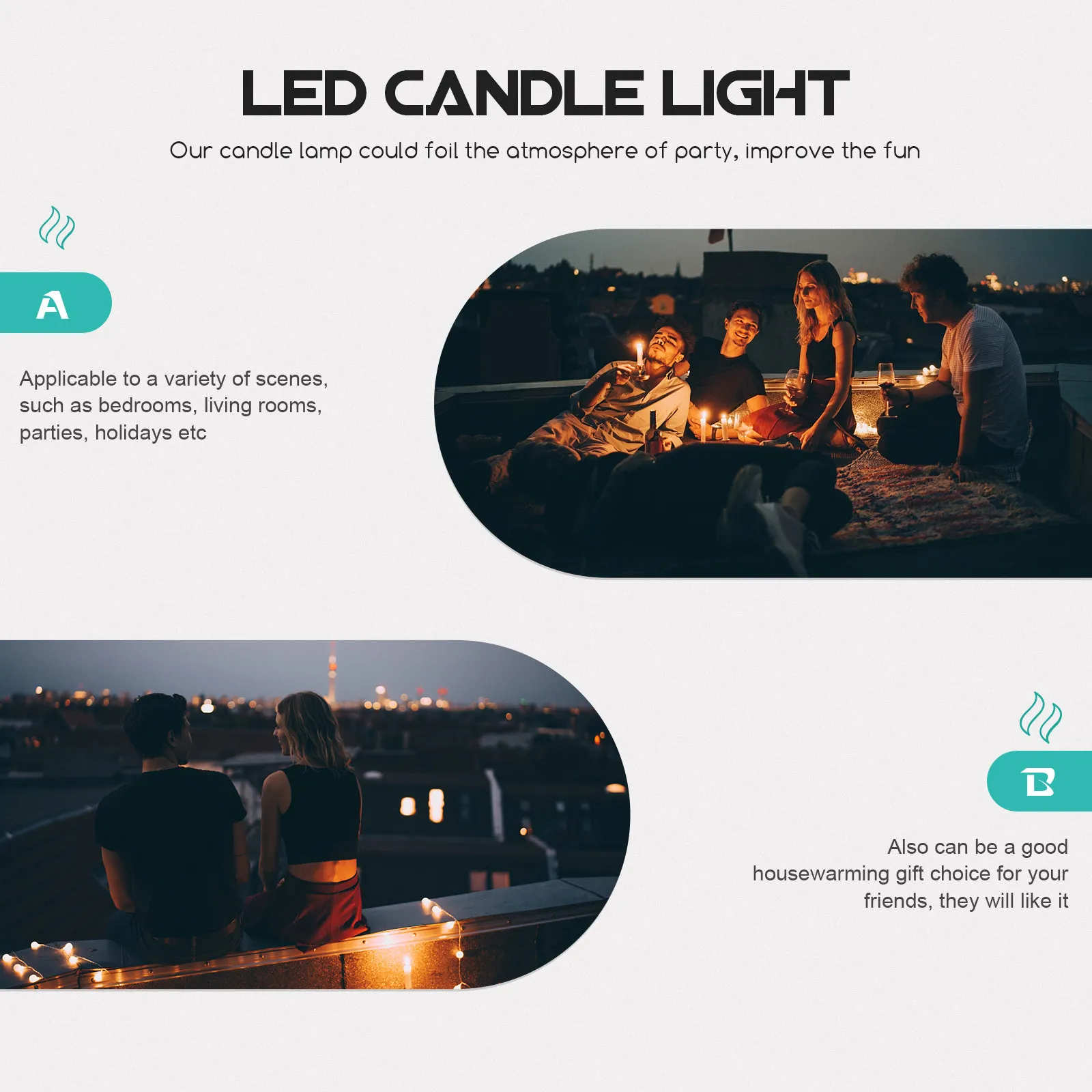 1Set Simulated LED Lamp Safe Flameless Electric Light for Festivals Holidays Housewarming Gifts Desktop Atmosphere