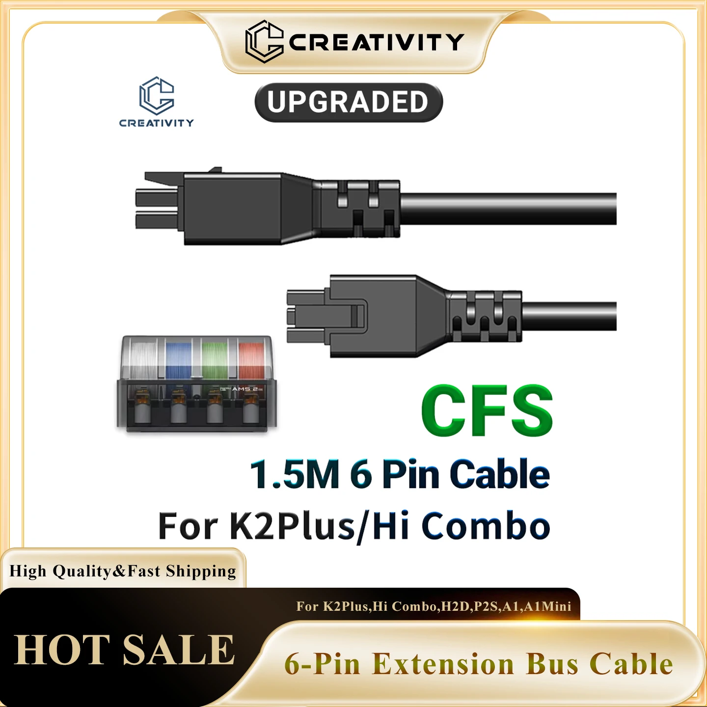 

Creality CFS 1M 1.5M 2M 6-pin Extension Bus Cable For K2 Plus/Hi Combo 3D Printer Parts Extension Cord
