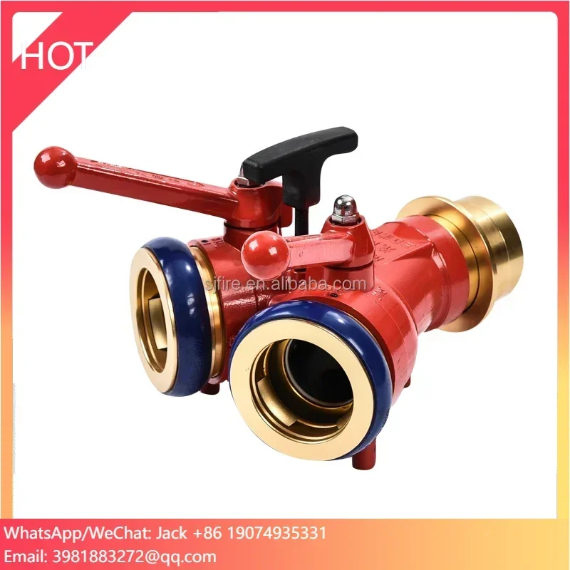 ตัวแยกน้ำดับเพลิงแบบสองทาง ผลิตจากอะลูมิเนียมฟอร์จ พร้อมข้อต่อ Machino