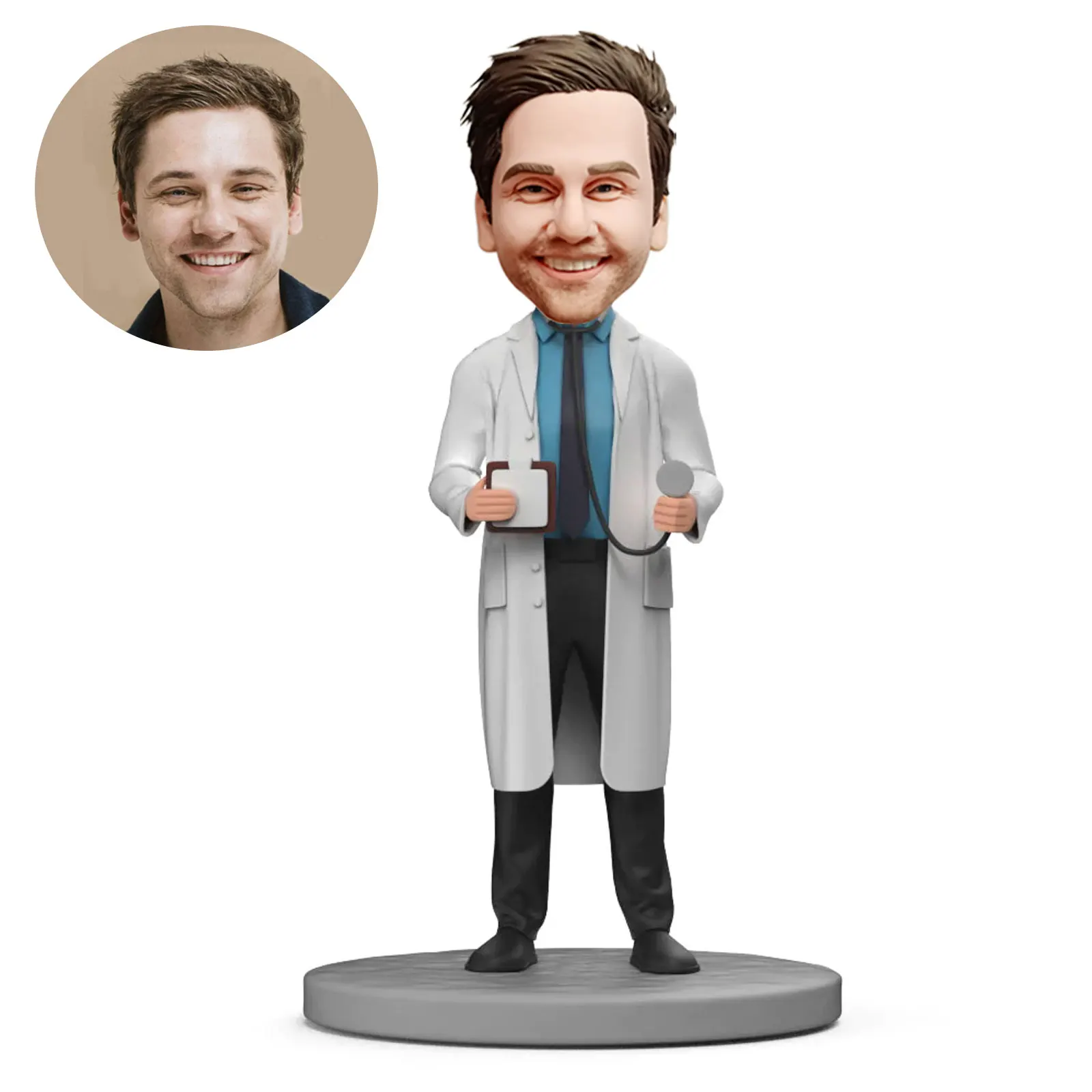 

Home Decor Custom Bobblehead Figurine Personalized Doctor Gifs For Male Doctor with Stethoscope and Medical Record Book