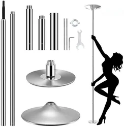 Pole Dance Tanzstange, 45 mm Durchmesser Pole Dance Stange aus Edelstahl, von 2,35 bis 2,74 m höhenverstellbar, Tragbar Abnehmbar Tabledance Strip Stange mit Statisch &Spinning Funktion