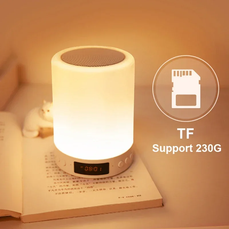 Veilleuse LED avec haut-parleur Bluetooth, lampe de table de salon, chambre à coucher, chevet, maison, décoration intérieure, réveil, lampe de bureau