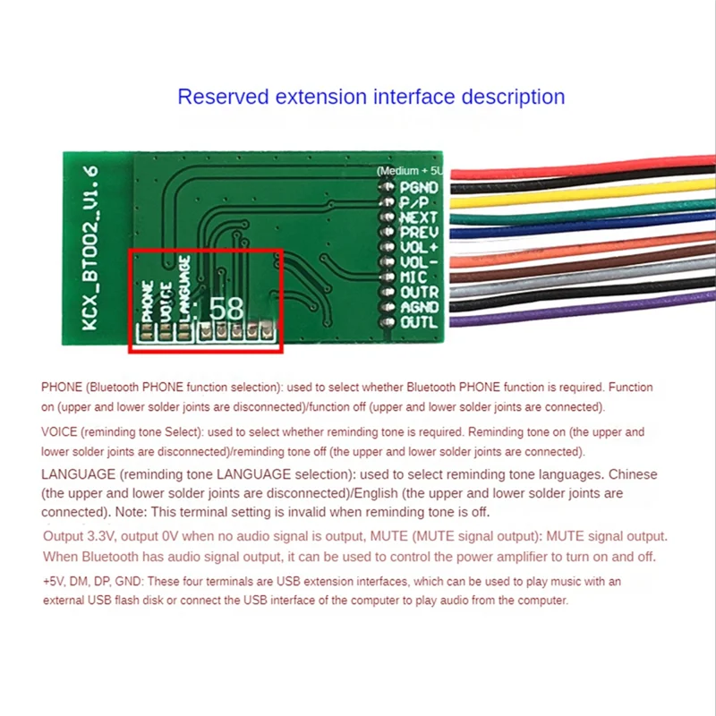 T44C_BT5.0 Audio Receiver Module Stereo Audio Output Wireless Bluetooth 5.0 Circuit Receiver Board for Speaker Car Player