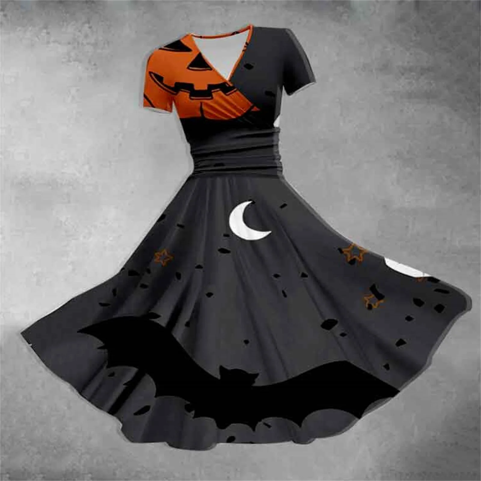 Summer Dress Halloween Stylish Party Dress Fashion Trendy V Neck A-Line Dresses Girl Vestido Resort Dresses Women Chic Robe