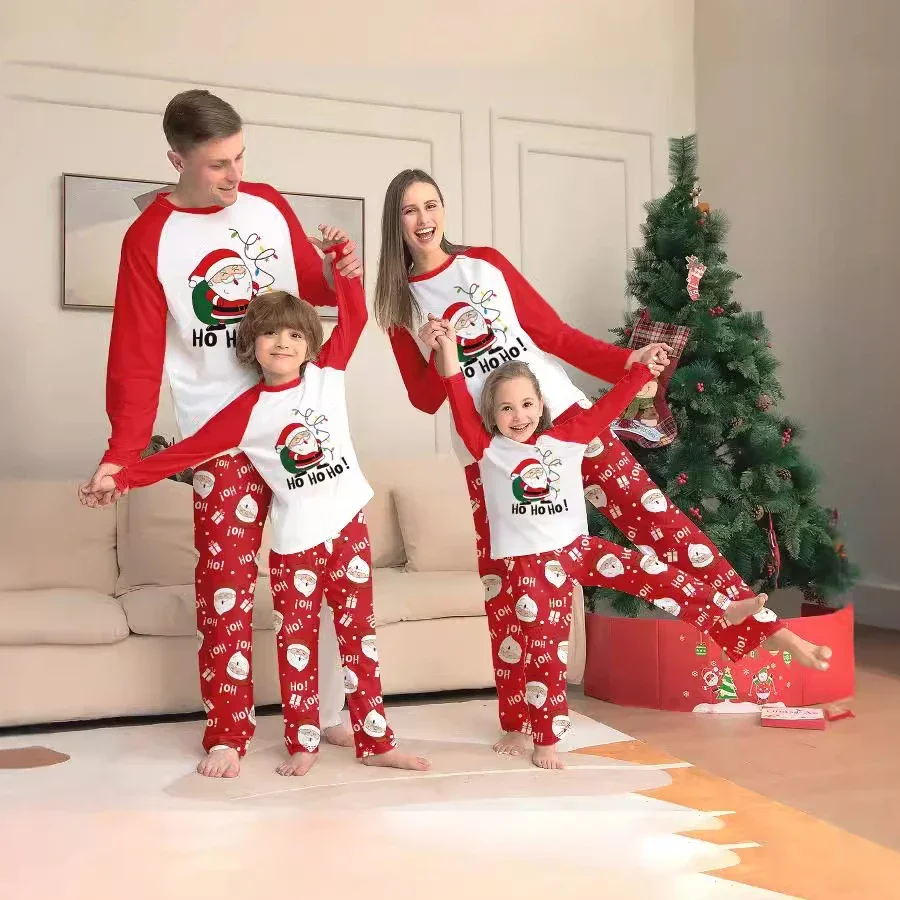 New Year Clothes 2025 Women Men Boys Girls Clothing Set Cartoon Dinosaur Print Christmas Pyjamas 2pcs Soft Sleepwear Family Look