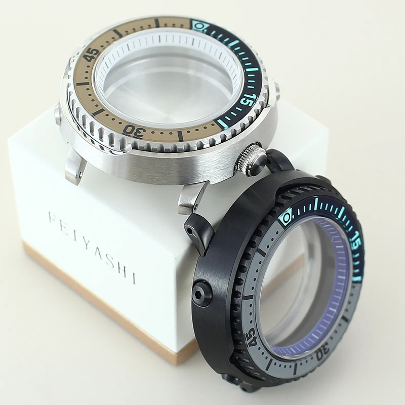 

43.3mm NH35/NH36 Diving Watch Case C3 Bezel For NH35 NH36 NH70 Movement Mod Tuna Canned DIY Modified case Sapphire Crystal Glass