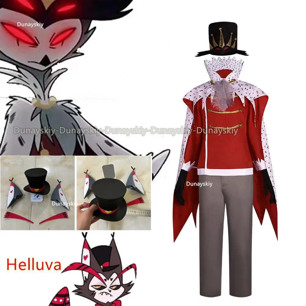 

Helluva Stolas Octavia Goetia Cosplay Boss Costume Uniform Halloween Party Anime Hazbin Cosplay Hat Cloak Suit Clothes Set