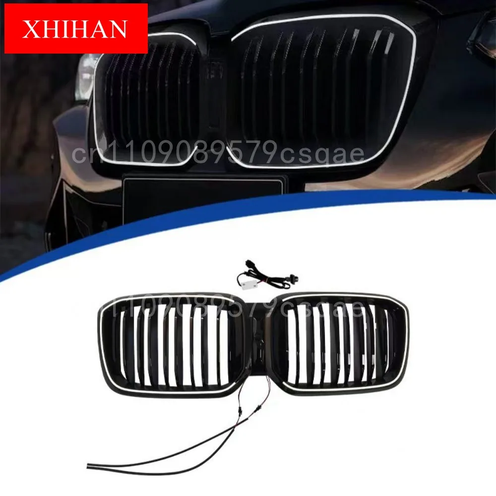 

Подходит для BMW X3 X4 G01 G02 2022-2024 годов, двойная светодиодная решетка радиатора с подсветкой