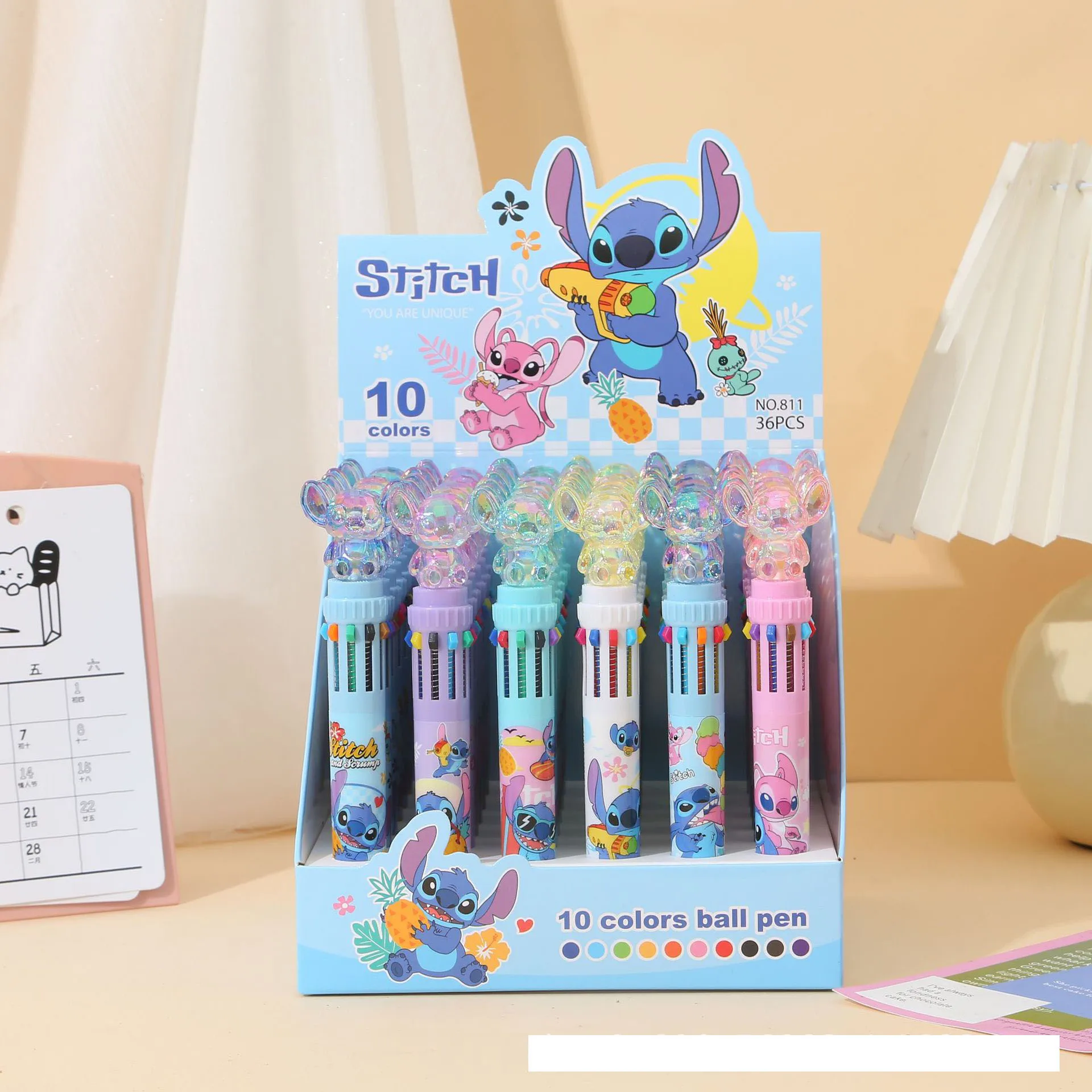 

12/36pcs for Stitch Ballpoint Pen Cartoon Lilo Crystal 10 Color Marker 0.7mm Student Graffiti School Stationery Gifts
