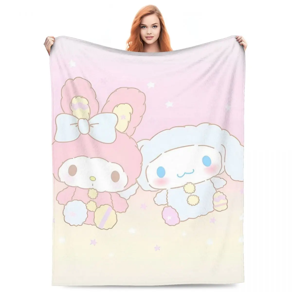 Sanrio Cinnamoroll Cartoon With Friends  Soft Blanket Decorative Plush Throw Blanket Bedroom Flannel Bedspread Sofa Bed Cover