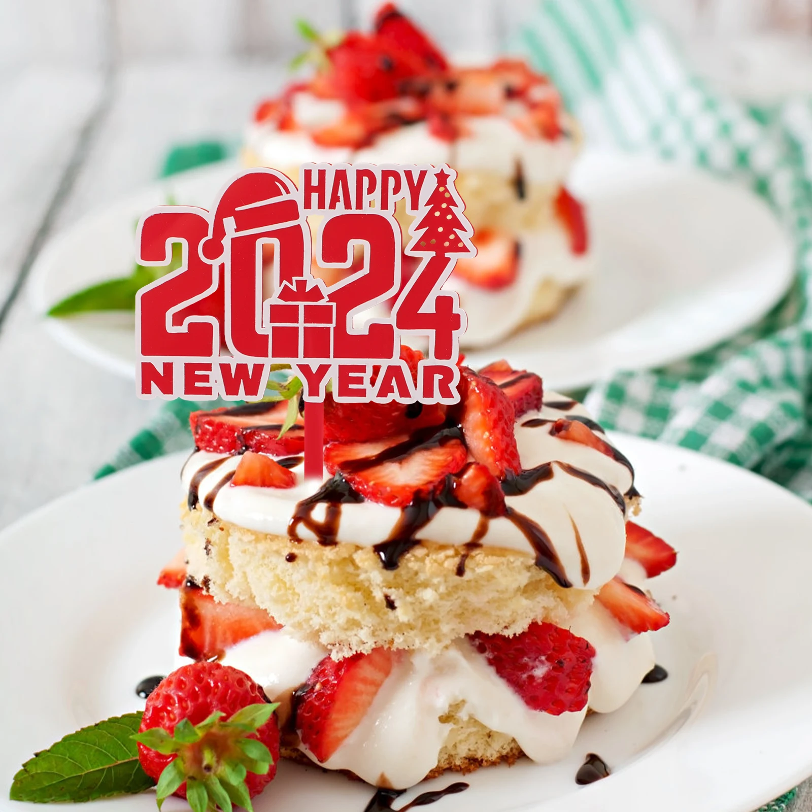 

10 Pcs Cake Cup Set Holiday Toppers Decorations New Year's Eve Party Cupcake Supplies Acrylic