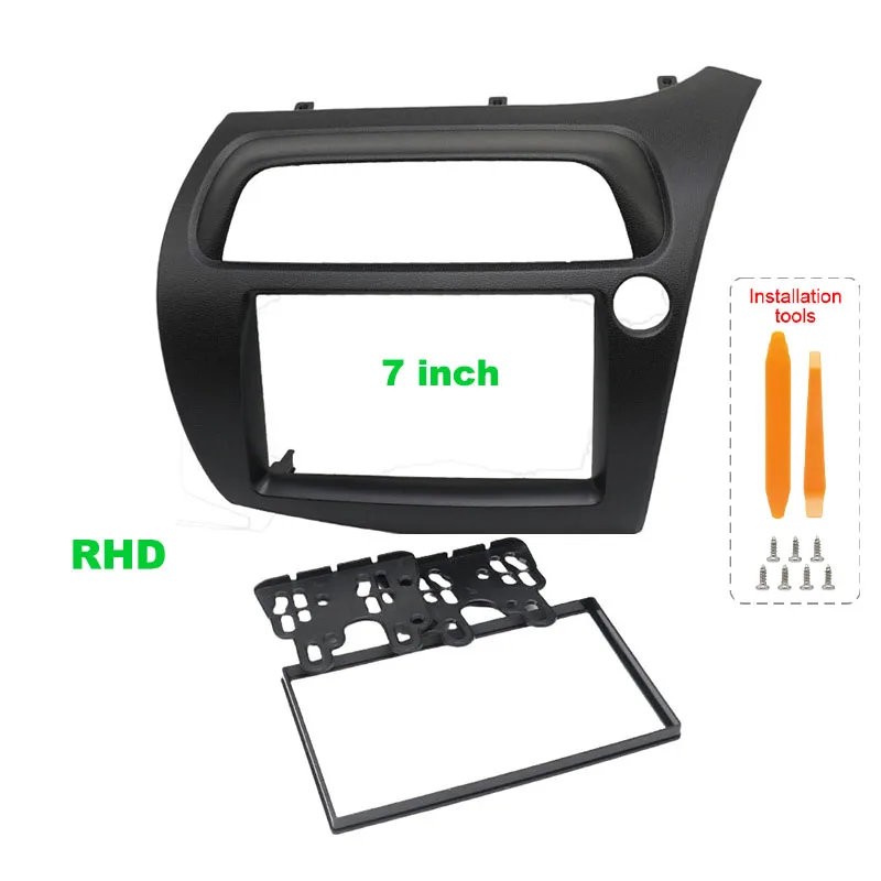 For Honda Civic Double Din Fascia Radio Dvd Stereo Cd Panel Dash Mounting Installation Trim Kit Face Frame Bezel with Wire Harne view 3