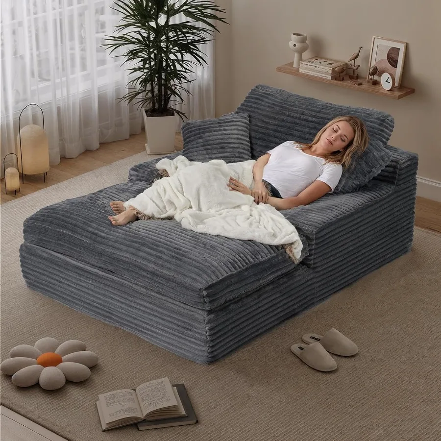 

Негабаритное кресло-шезлонг 57,5 дюймов с глубоким сиденьем и толстой 6 дюймов, мягкий диван S с подушками, удобное кресло для отдыха для Ta