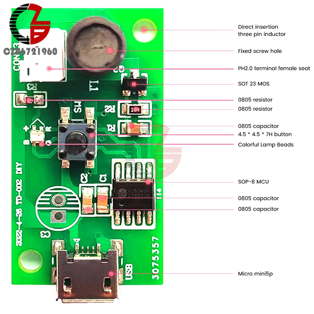 DC 5V USB 미니 가습기 DIY 키트, 안개 메이커 및 드라이버 회로 기판, 안개 분무 필름 분무기 시트, 미니 진동