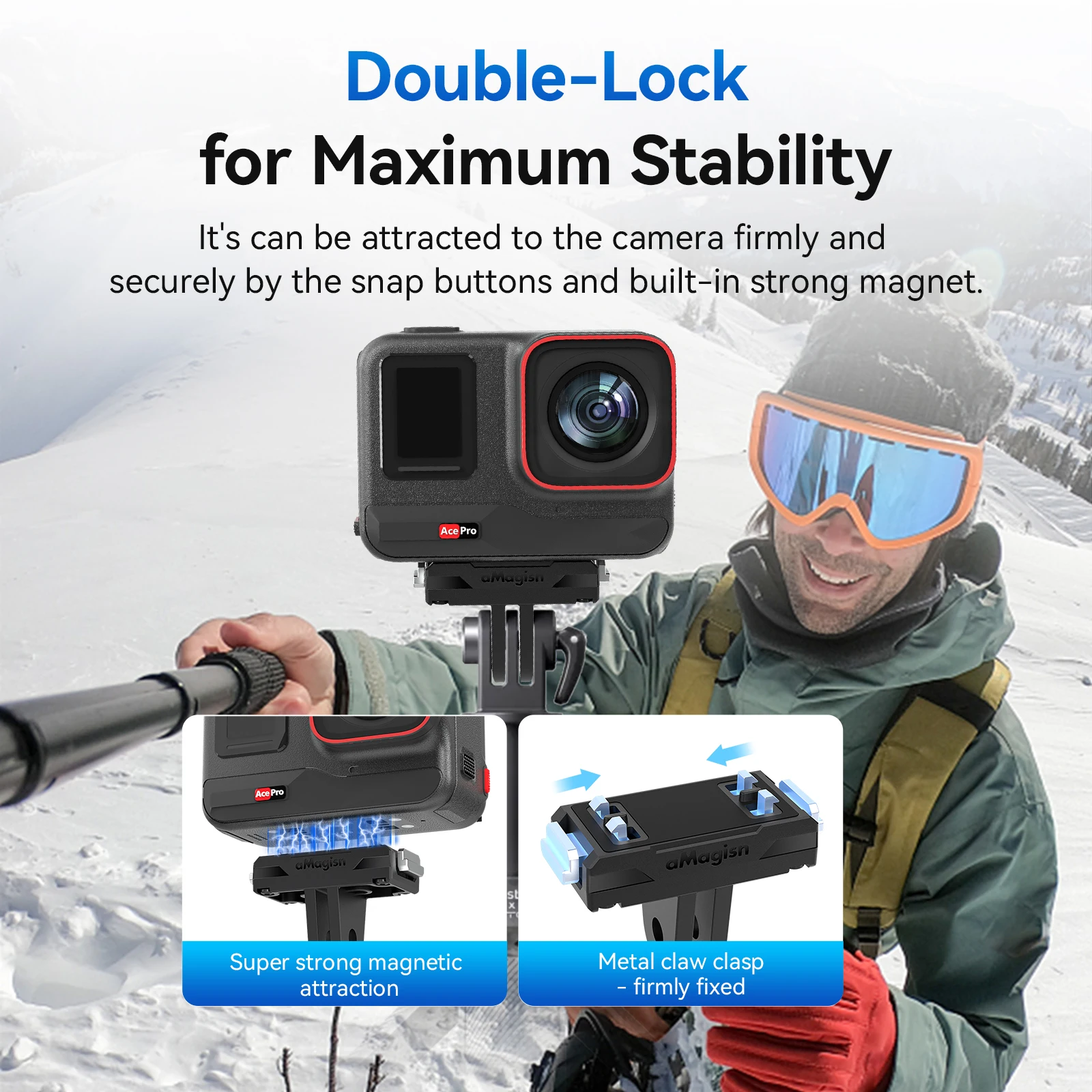 Supporto a sgancio rapido aMagisn per Insta360 X6 X5 / X4 Air / Ace Pro 2, base magnetica per accessori Insta360, non compatibile con X3 X4